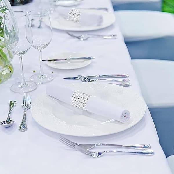 (50 stk. sølv) Servietringe Bordservietholder Diamant Ring Windi