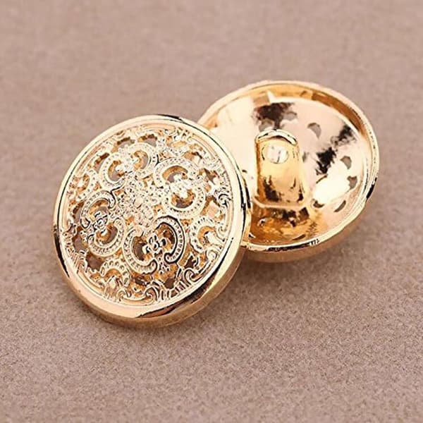 10 stk (gull, 20 mm) Klesknapp - Retro søm med hule knapper{EE}