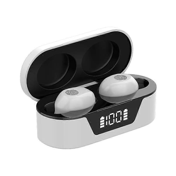 Mini Bluetooth-hodesett med strømdisplay berørings-Bluetooth-hodesett White