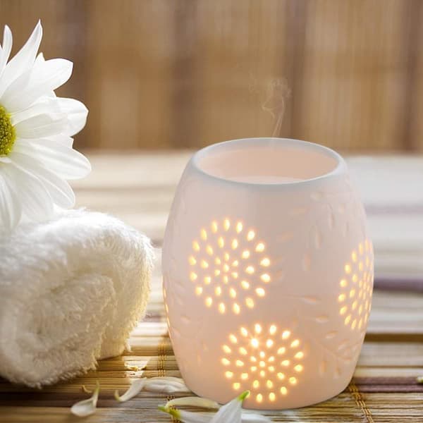 Aromalampe telysholder duftlampe i keramikk med lysslukker