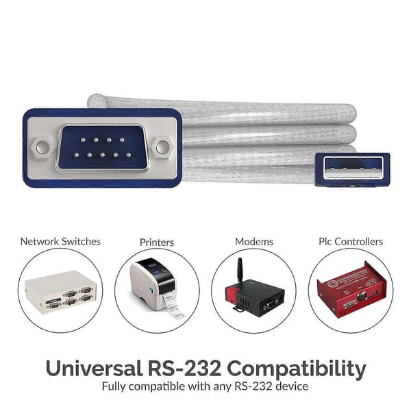 USB 2.0 til seriel (9-benet) DB 9 RS 232 konverterkabel