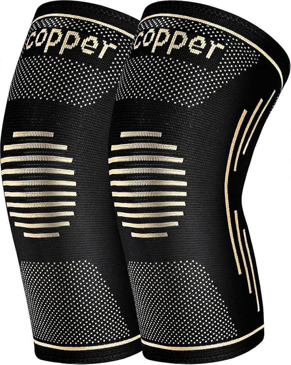 Knäskydd i koppar för knäsmärta (2-pack) - Knästöd. Knäkompressionsärmar