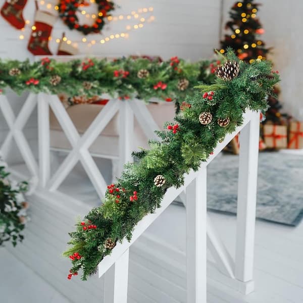 9 fot julekrans med 100 batteridrevne lys og timer