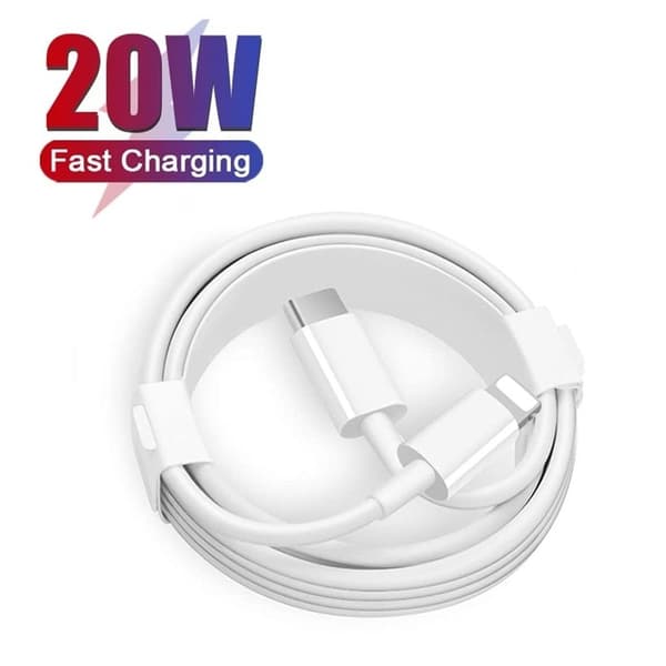 20W hurtigoplader til iPhone 11/12/13/14 med 2 m kabel 1 st