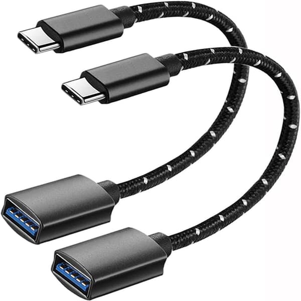 USB C til USB-adapter [2-pakning], Type C til USB OTG-kabel, USB C hann til USB A hunn-adapter, kompatibel med iPhone 15 Pro/Max, MacBook Pro/Air, 180ml