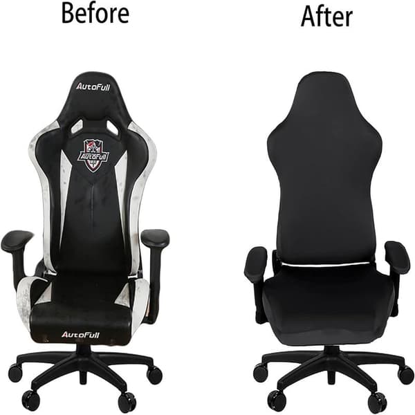 Betræk til gamingstole, strækbare, vaskbare betræk til lænestol, drejestol, computerstol (sort)