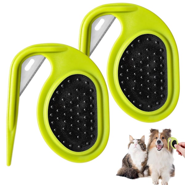 2 Pcs Pet Knot Opener Cat Knotting Cutter Comb Dog Grooming Mat Split Pet Hair Shedding Tool Supplies with Anti-Slip Grip Gadgets