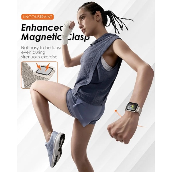 Milanese Loop-armband för Apple Watch 44mm 40mm 45mm 49mm 41mm 38mm 42mm 44mm Armband iWatch Serie 9 3 6 5 SE 7 8 Ultra 2 Starlight - Svart black black 42mm/44mm/45mm/49mm