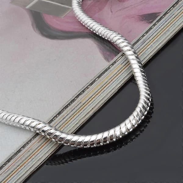 Mode Kvinnors Vackra 3mm 925 Sterling Silver Ormkedja Armband Semesterpresenter