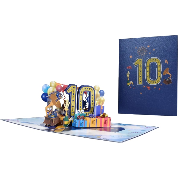 10-års bryllupsdag Pop Up-kort, 3D-jubilæumskort, 10-års bryllupsdag lykønskningskort, lykønskningskort