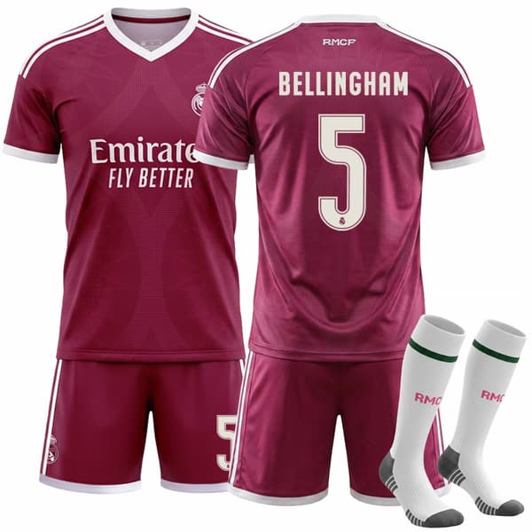 2026-2027 Real Madrid Udebanefodboldtrøje Sæt med Strømper Nr. 5 Bellingham No.5 Bellingham 26