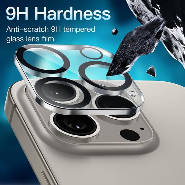Kameralinsskydd för iPhone 15 Pro / 15 Pro Max, 9H härdat glas, anti-rep (kompatibel, 3-pack)