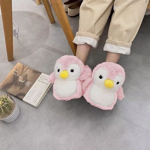 Naisten tossut Söpöt Pingviini Eläintossut Pink