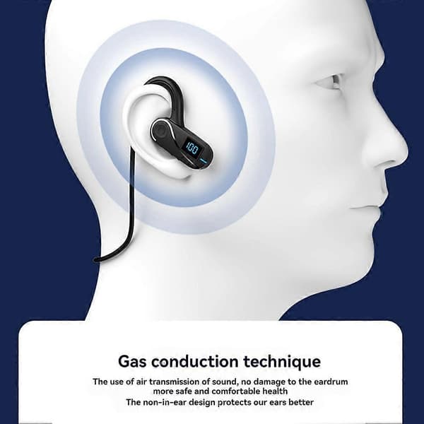 Trådlöst utomhussport Bluetooth-headset med luftledning Bluetooth-headset HiFi öronkrok trådlöst headset Black