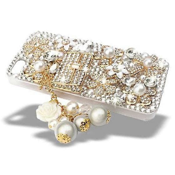 Glamour Series 3D Bling Crystal telefonveske til iPhone 5 - Floral Coco Bag Black