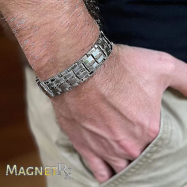 Ultra sterk magnetisk terapi armbånd - lindring av leddsmerter og karpaltunnelsyndrom - magnetiske armbånd for menn C Silver