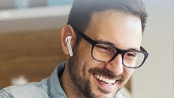 Trådløst headset, Bluetooth stereoheadset, svedafvisende dobbelt Bluetooth 5.0 headset med indbygget mikrofon