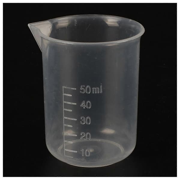4 st 50 ml laboratorieplast vatten vätskemätkopp transparent