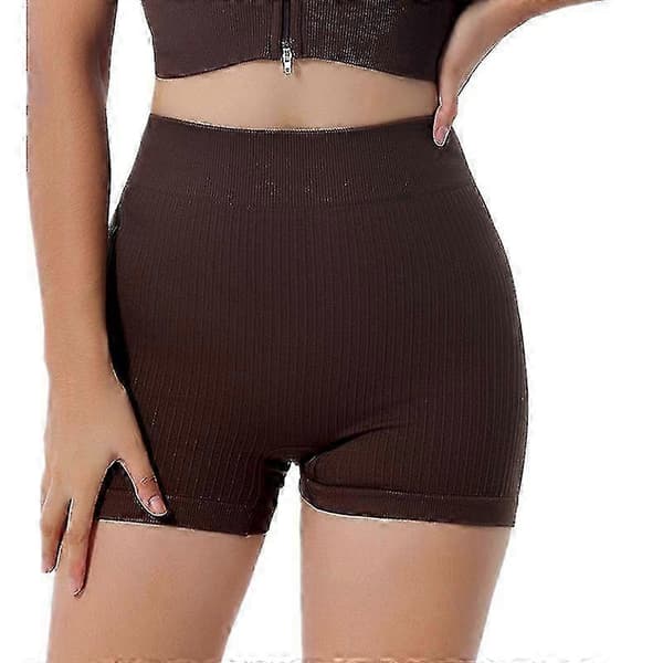 Kvinders hurtigtørrende yogashorts til træning og løb - høj elasticitet, komfortabel pasform Brown L