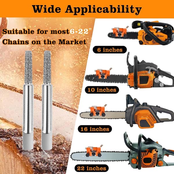 Chainsaw Sharpening Kit with 5 Grinding Heads - 7x6x2.8cm - Compatible with All Chainsaws and Electric Saws