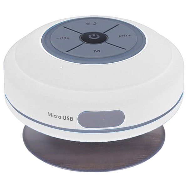Vanntett Bluetooth LED-dusjhøyttaler med FM-radio, hvit