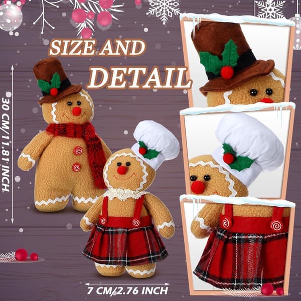 Set med 2 julplyschkuddar, pepparkaksgubbar