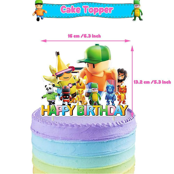 Stumble Guys Tema Födelsedagsfest Tillbehör Ballonger Cupcake Tårtdekorationer Banner Dekorationer Set