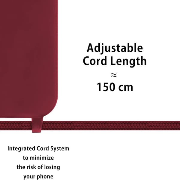 Lanyard-etui kompatibelt med iPhone 15 Pro Max - Burgundy
