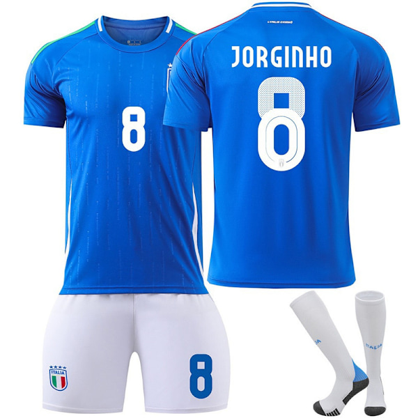 25 Italia Koti Sininen Nro 8 Jorginho Jalkapallopaita Lapsille Aikuisten Setti Nro 8 Jorginho No. 8 Jorginho No. 8 Jorginho 18（100-110CM)