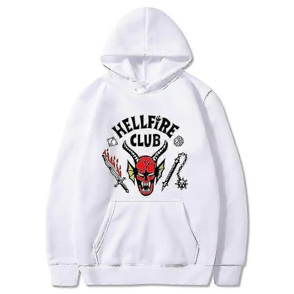 stranger things anime zip-up hettegenser langermet avslappet oversized genser White M