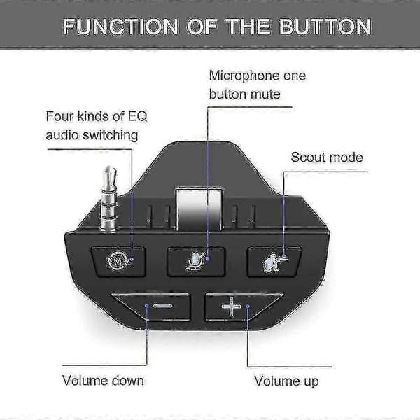 Stereo hodetelefonadapter for Xbox One-kontroller, mikrofon hodetelefonkonverter