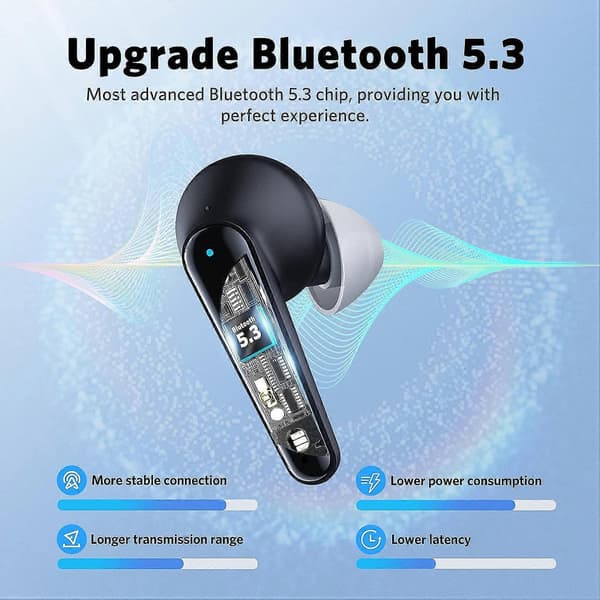 Trådlöst Bluetooth-headset Bluetooth 5.3-headset In-Ear Trådlöst Headset Sport Trådlöst Bluetooth-headset för iOS Android Svart, 2024 Ping