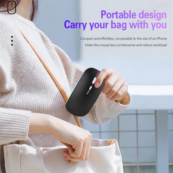 Bluetooth Wireless Mouse, Rechargeable Wireless Mouse, Vertical Mouse, Computer Mouse with 7-Color Backlight