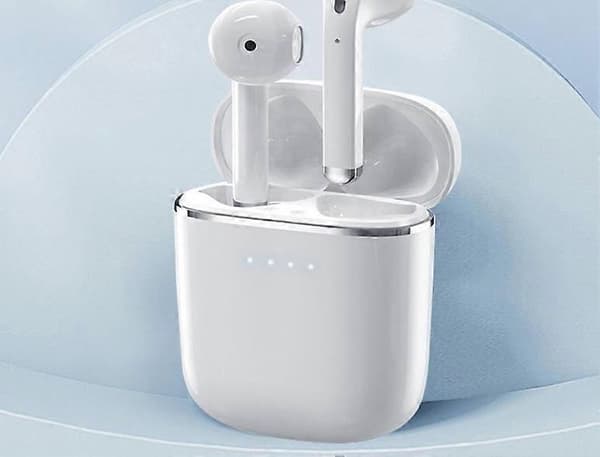Trådløst headset, Bluetooth stereoheadset, svedafvisende dobbelt Bluetooth 5.0 headset med indbygget mikrofon