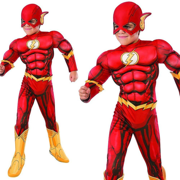 Kids The Flash Cosplay Costume Superhero Childs Fancy Dress Outfit M 120-130CM
