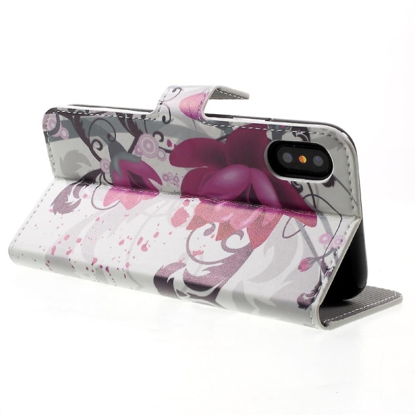 Mönstertryck plånbok Läder Flip Mobilfodral Cover för iPhone X/XS 5,8 tum Multicolor Style K iPhone X