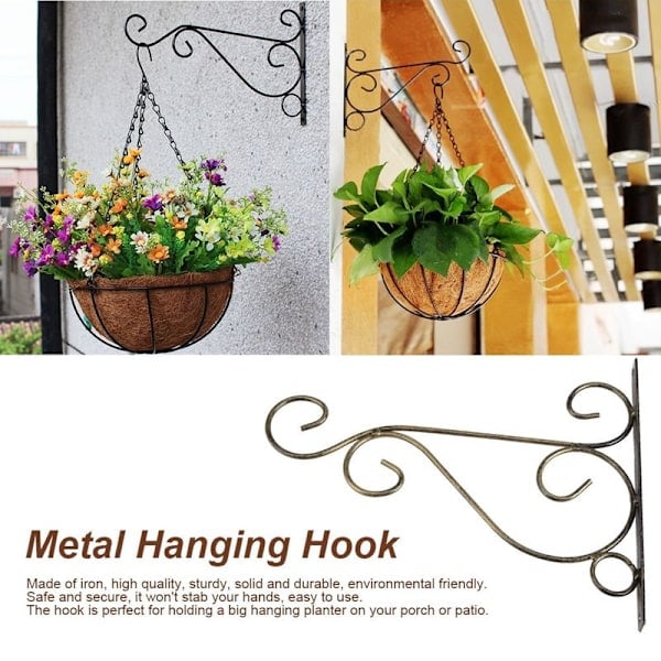 Järnväggfäste för hängande växter, blommor, blomkrukor