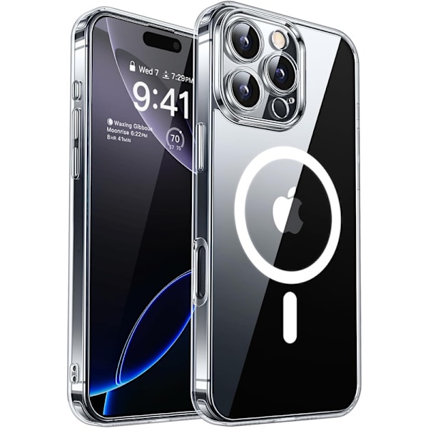 Magnetiskt skal för iPhone 16 Pro Max med fullständigt kameraskydd [Kompatibel med MagSafe] [Genomskinlig matt] Skyddande telefonfodral, varmrosa Cl Clear iPhone 16 Pro Max