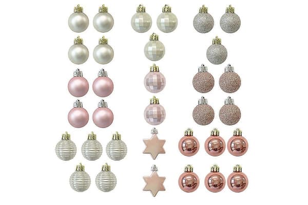 33 stk. julekugler til julefrokost og bryllup Pink One Size