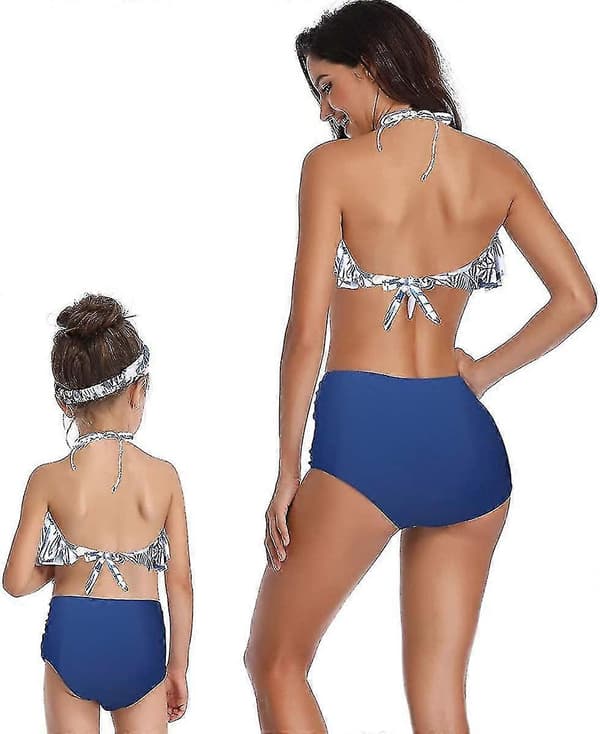 Piger Badedragt Todelt Bikini Sæt Flæse Falbala Badedragt D Blue 2-3T