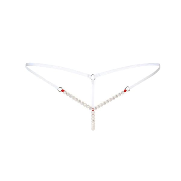 pärlor massage dam trosor pärlstav g-string bikini mikro White