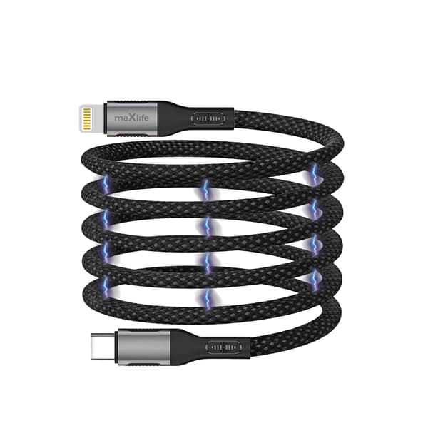 Maxlife MXUC-11 magnetkabel USB-C - Lightning 1,0 m 27W sort nylon
