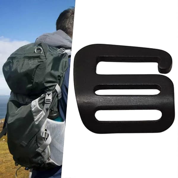 2 delar G-krok bandspänne 25 mm för bagage ryggsäcksrem svart