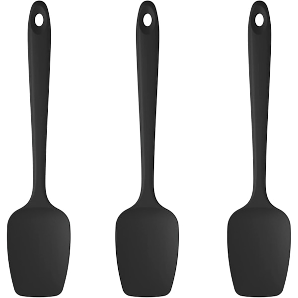 U-Taste Silikonilusikka-lastasetti, 3 kpl: 315 ℃ lämmönkestävä elintarvikelaatuinen joustava kumikaavin (musta)