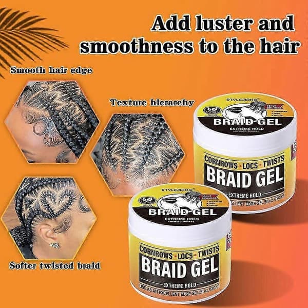 Braid GelExtreme Hold, High ShineFrizz & Flake-Free Edge Control With Olive OilSlick & Style Braids 2pcs