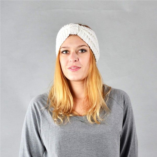 4-pak strikkede ørevarmere pannebånd Mykt strikket turban stretch pannebånd Varmt for kvinner Vin 4 Pack: Black White Khaki Darkgray