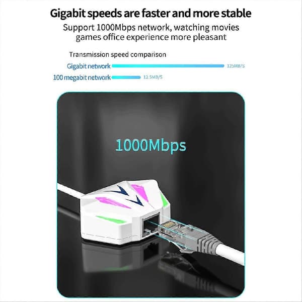 USB til RJ45 Ethernet-adapter netværkskort 10/100/1000 Mbps RGB-lyseffekt til pc-computer bærbar computer