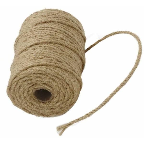 100M Naturlig Brun Jute Snor 4mm, Jute Snor til Have, Kunst og