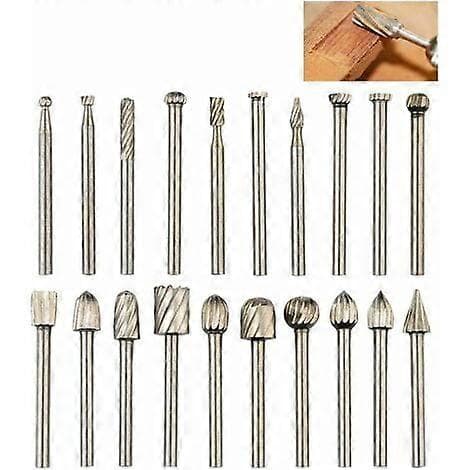 20 stk roterende borresett i wolframkarbid, 1/8\" (3 mm) skaft Dremel borrebiter for DIY trearbeid, utskjæring, gravering, boring