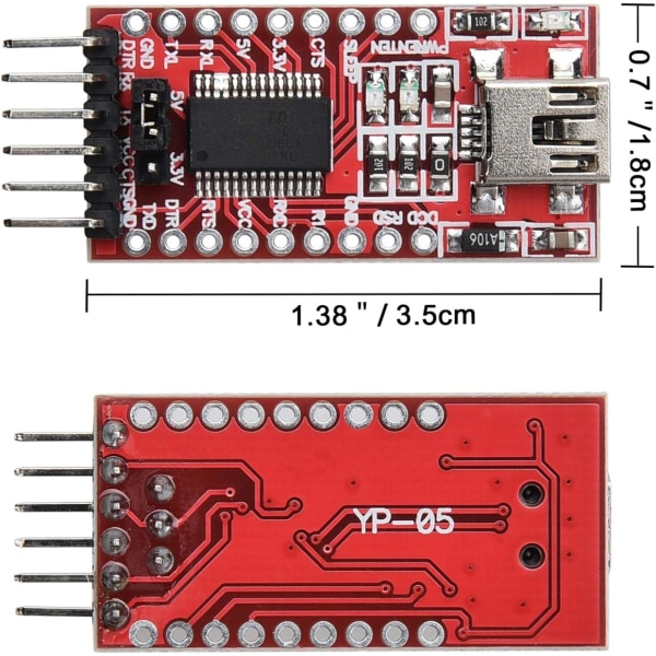 4X FTDI FT232RL USB -TTL-sarjamuunninsovitin 3,3 V:lle ja 5 V:lle Arduino Raspberry Pi:lle